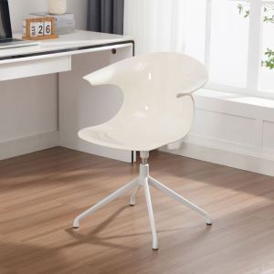 WAHSON Chaise de Bureau Transparente en Acrylique Chaise Bureau Moderne dordinateur avec Siege Pivotant à 360° pour Maison Blanc