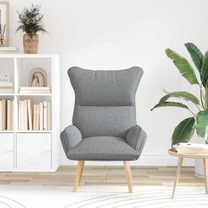 Gris clair Fauteuil relaxant - SOLOMON - Chaise salon - 1 personne - Gris clair 69x74x93 cm tissu FF5000