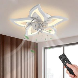 Ventilateur plafond silencieux chambre 69 cm &ndash; Plafonnier ventilateur avec variateur infini 3 temp&eacute;ratures de lumi&egrave;re