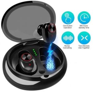 Sans fil Écouteurs TWS Casque Étanche Bluetooth V5.0+EDR Écouteur HiFi Bass Sport Casque avec Micro pour IOS Android - Noir