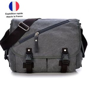 Sac Bandoulière Homme en Toile - Decopine - Grand Espace Résistant et Polyvalent