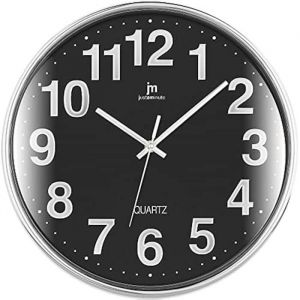 Horloge murale Lowell justaminute 00816 Quartz Cercle Noir Chrome - 355 cm