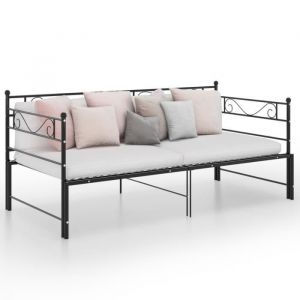 Lit Banquette - Cadre de canapé-lit extensible Contemporain Noir Métal 90x200 cm