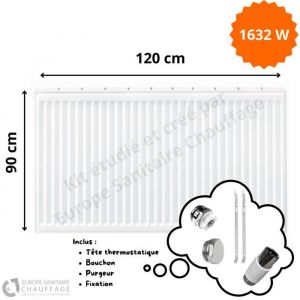 Radiateur Acier H.90 x L.120 cm Stelrad 1632W T11