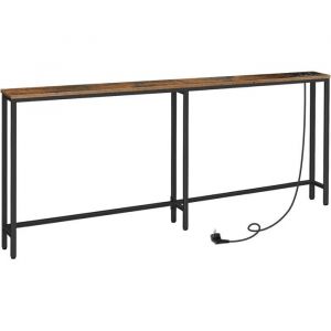 HOOBRO Console Meuble avec multiprise Table Console  Bout de Canap&eacute; &eacute;troit Console derri&egrave;re Le canap&eacute; 200 x 15 x 80 cm