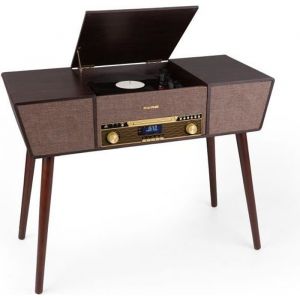 Platine vinyle rétro auna Belle Epoque 1912 - Lecteur CD Bluetooth USB - Tuner DAB+ - FM - Marron