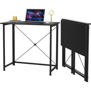 Bureau Pliable noir - Table informatique - Ajustable - L80 x P45 x H74 cm - Capacité de charge jusquà 120kg