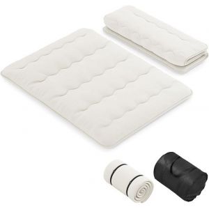 GOPLUS Matelas Futon Japonais 2 Personnes 140x200CM-Lit de Couchage Enroulable de Sol et Portable avec Sac de Transport Beige