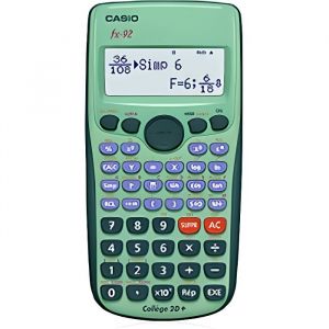 Casio FX92 COLLEGE 2D+ Poche Calculatrice scientifique 10 chiffres 5 lignes Batterie-Pile Vert
