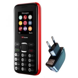 TTfone TT150 Mobile débloqué de base avec fonction double SIM (Rouge avec Chargeur)
