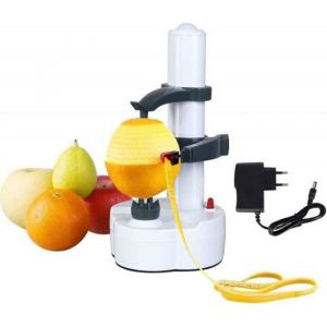 &Eacute;plucheur Electrique avec AdaptateurMultifonction Cuisine Automatique &Eacute;pluche pour Pommes de TerreFruits et L&eacute;gumes-Blanc