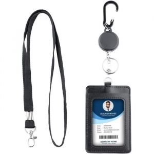 Collier Porte Carte Porte Badge Porte Badge Tour De Cou (Poche Carte toile) Pour Fournitures De Bureau Et ScolairesNoir nosku