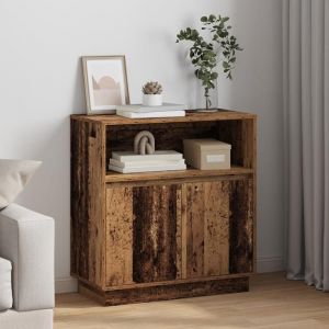 Buffet bas - vidaXL - Bois massif récup - Portes coulissantes - Marron - Finition usée