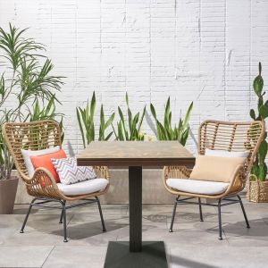 MIPAN.Table de Bar Carr&eacute;e Industrielle R&eacute;tro - Table &agrave; Manger Bistrot en Bois avec Pied Central - Max:120kg -  60 x 60 x 75 cm -B