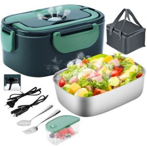 Lunch Box Chauffante &Eacute;lectrique 12V/24V/110V/220V 1.5L 60W Acier Inox Gamelle Bo&icirc;te Repas Amovible Avec Sac Isotherme