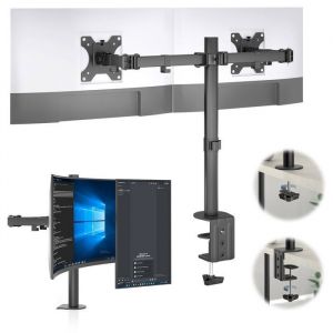 ACROPAQ Support &eacute;cran PC 2 &eacute;crans 13 &agrave; 32 pouces Acier- Bras Moniteur Universel 2 PC- Pivotant- Hauteur r&eacute;glable