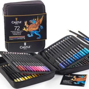 Crayons de Couleur - Castle Art Supplies - Set de 72 - Mines Tendres - Multicolores - Pour Adultes Artistes