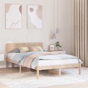 CHIC Lit adulte2 places - 120x190 cm Structure/Cadre de lit Naturel 120 x 190 cm Bois massif en pin #Sara44470