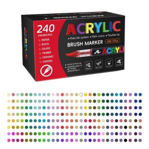 240 Couleurs Feutre AcryliqueStylos Acryliques Liquide Direct Acrylic Paint Marker Coloriage pour AdultesMarqueur Acide Acrylique