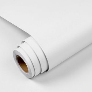 Papier peint adh&eacute;sif blanc mat - VETOBIOL - 40x300 cm - Auto-adh&eacute;sif - Amovible - Lavable - R&eacute;sistant &agrave; lhuile