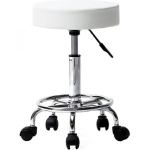 Tabouret cosm&eacute;tique roulette pivotante 360 &deg; r&eacute;glable- tabouret salon Spa beaut&eacute; Chaises-33*33*64.5cm-BLANC