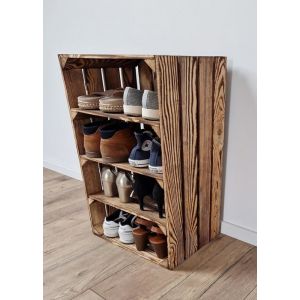 Caisse bois - PYXIDAS - Caisses avec 3 étagères - 75x40x30 cm - Lot de 1 - Effet brûlé