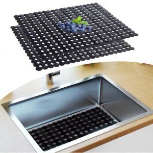 Tapis évier de CuisineLot de 2 Protege Evier30x40cm Tapis dévier Découpable pour la CuisineTapis évier Décoratif egouttoirNoir