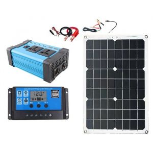 OMABETA ensemble de panneaux solaires onduleur Syst&egrave;me de g&eacute;n&eacute;rateur solaire 300W 12V &agrave; 220V onduleur 18W 18V bricolage kit