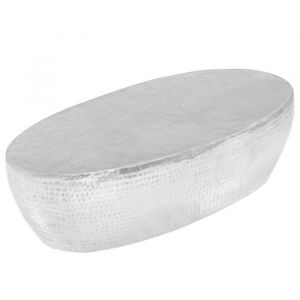 SALE 2026 Table &agrave; caf&eacute; Argent - Table basse martel&eacute;e Argent&eacute; 100x50x28cm Aluminium PRO670531849
