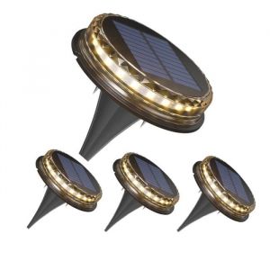 Lampe Solaire Extérieur Lumière Solaire Jardin 17 LEDs au Sol Éclairage Lumière chaudeLampe Solaire Encastrable-Lot de 4