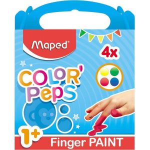 ColorPeps 4 Pots De Peinture Doigt Pour Bébé Et Enfant Dès 1 An-Gouache Pots De 80 Gr-Nettoyage Facile À LEau-4 Couleurs VertBl