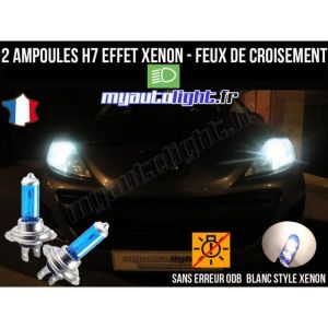 Pack ampoules H7 blanc xenon feux croisement-code pour PEUGEOT 207