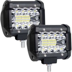 2pcs Feux de travail led 12v 60W Eclairage pour voiture 6000K 3600LM 9V-30V &Eacute;tanche IP68 LED Phare Phare de Travail Longue