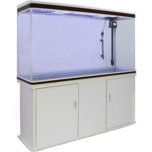 Aquarium - MonsterShop - 300 Litres - Blanc - Rectangulaire - Meuble de Support Blanc