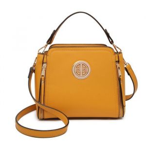 Miss Lulu Sac a Main Femmes 25x21x12cm Sac Bandoulière Femme Bandoulières Avec Sangle Réglable Sac Fourre-tout en Cuir Jaune