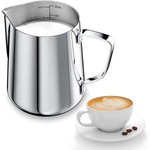 350ml Pot &agrave; Lait 304 Inox pour Mousser le Lait Pichet Lait Inox avec Marque de Mesure 12oz Tasse a Cafe Pichet Inox pour