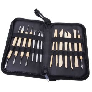 14 pcs Outils de Sculpture dArgile de Poterie avec Etui de Rangement