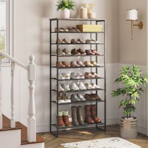 HOOBRO Étagère à Chaussures à 10 Niveaux Porte-Chaussures Meuble de Rangement pour 32-40 Paires pour Entrée Salon Grège