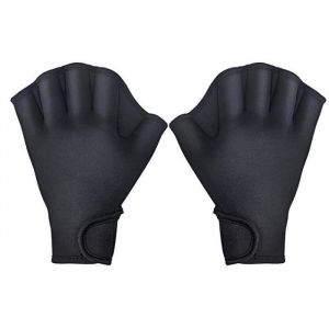 Gants de Natation - Aqua Gants pour Homme Femme Adulte Fitness - palmes de plong&eacute;e - gants palm&eacute;s - S Noir