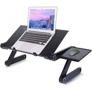 Support Ordinateur Portable Lapdesk pour PC Pliable Réglable Inclinable Table de Lit Pliable Repliable Plateau Petit Déjeuner av 12