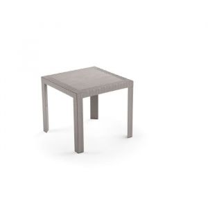 Table de jardin carrée Saturno - En résine tressée - 80 x 80 x 72 cm - Gris taupe