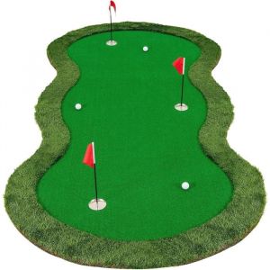 LIFEZEAL Tapis de Putting de Golf 150x300 cm avec 3 Trous et Balles Tapis d’Entraînement Professionne de Golf Intérieur &