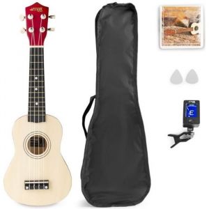 MAX UKEY Pack ukul&eacute;l&eacute; et accessoires - Bois clair cordes en nylon nombreux accessoires pour d&eacute;buter dans la musique