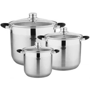 Lot de 3 marmites en acier 56L 72L 90L Marmite ZILNER ZL-7361