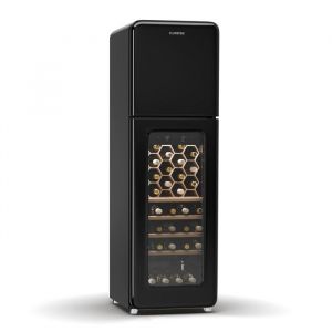 Klarstein Shirley Cave à vin 2 zones Appareil 2-en-1 Congélateur inclus 60 bouteilles 206 L Design rétro Noire