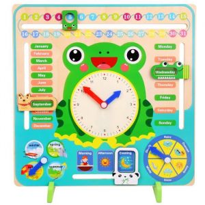 Calendrier en Bois HorlogeEnfants Tous Les Jours Temps Cognition Jouet Saison M&eacute;t&eacute;o Calendrier Horloge&eacute;ducatifs Jouets Cadeau