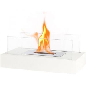 Chemine table rectangulaire 35cm - Biothanol portable - Intrieurextrieur blanc