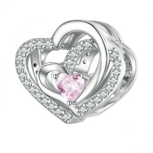 925 Argent Sterling Rose Cz Géométrique Creux Perle De Coeur À Coeur Pour Femmes Bracelet Original Et Bangle Bijoux Charms