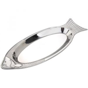 Assiette À Poisson Plateaux Alimentaires En Acier Inoxydable Assiette Plat De Service De Poisson Cuit À La Vapeur En Métal Ustensile