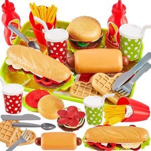 Jouets en Plastique - ZGEER - Dinette Fruits et L&eacute;gumes - Hamburger - Frites - Hot-Dogs